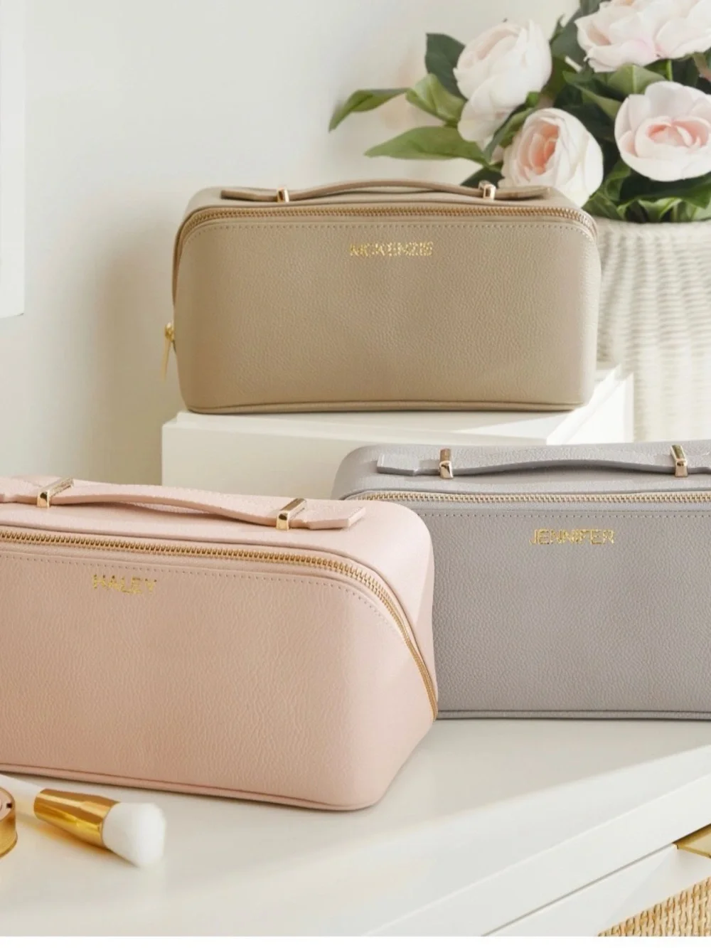 Quinn Makeup Storage Makeup Bag Blush With Mongram
